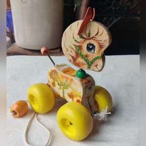 Prancy Pony VTG Pull Toy Anthropomorphic 1965 Fisher Price Bobble Head Nursery